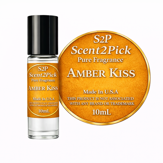 Amber Kiss Inspired Roll-On Fragrance Oil 10ml – Alcohol-Free Long-Lasting Women's Pear, Mandarin Orange & Green Notes