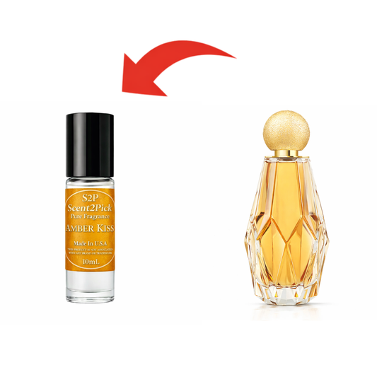 Amber Kiss Inspired Roll-On Fragrance Oil 10ml – Alcohol-Free Long-Lasting Women's Pear, Mandarin Orange & Green Notes