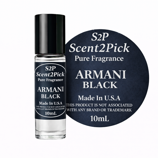 Armani Black Inspired Roll-On Fragrance Oil 10ml – Alcohol-Free Long-Lasting Men's Bergamot, Lemon & Olive Blosson
