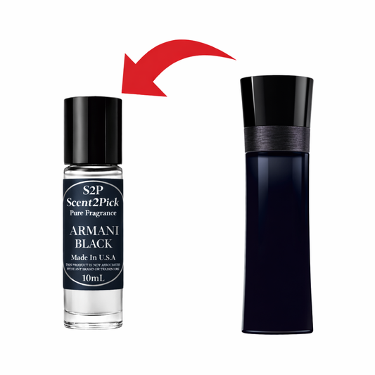 Armani Black Inspired Roll-On Fragrance Oil 10ml – Alcohol-Free Long-Lasting Men's Bergamot, Lemon & Olive Blosson