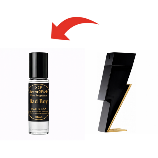 Bad Boy Inspired Roll-On Fragrance Oil 10ml – Alcohol-Free Long-Lasting Men's White Pepper, Black Pepper & Bergamot