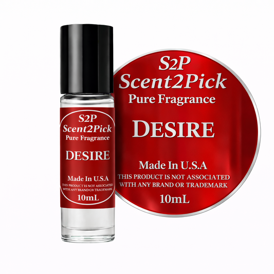 Desire Inspired Roll-On Fragrance Oil 10ml – Alcohol-Free Long-Lasting Men's Bergamot, Apple & Rose