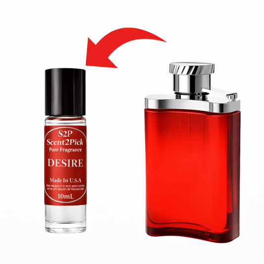 Desire Inspired Roll-On Fragrance Oil 10ml – Alcohol-Free Long-Lasting Men's Bergamot, Apple & Rose