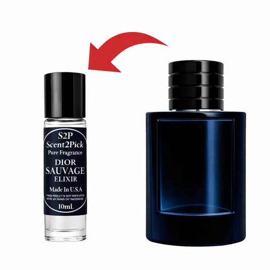 Dior Sauvage Elixir Inspired Roll-On Fragrance Oil 10ml – Alcohol-Free Long-Lasting Men's Grapefruit, Cinnamon & Nutmeg