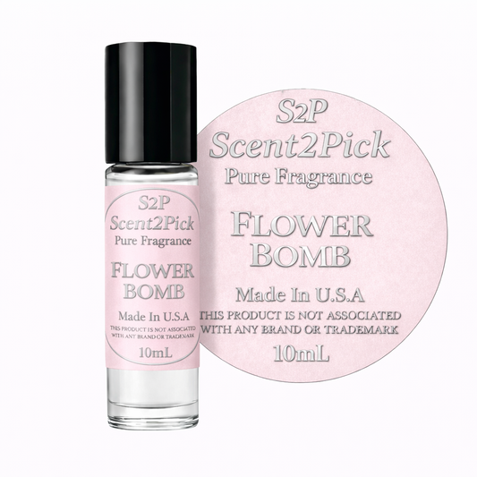 Flower Bomb Inspired Roll-On Fragrance Oil 10ml – Alcohol-Free Long-Lasting Women's Bergamot, Tea & Jasmine
