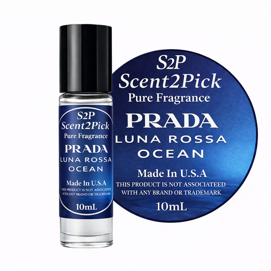 Prada Luna Rossa Ocean Inspired Roll-On Fragrance Oil 10ml – Alcohol-Free Long-Lasting Men's Bergamot, Lavender & Iris