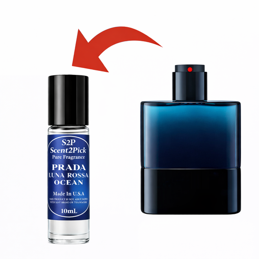 Prada Luna Rossa Ocean Inspired Roll-On Fragrance Oil 10ml – Alcohol-Free Long-Lasting Men's Bergamot, Lavender & Iris