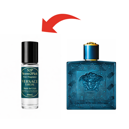 Versace Eros Inspired Roll-On Fragrance Oil 10ml – Alcohol-Free Long-Lasting Men's Mint, Green Apple & Ambroxan
