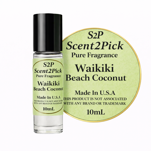 Waikiki Beach Coconut Inspired Roll-On Fragrance Oil 10ml – Alcohol-Free Long-Lasting Vanilla, Warm Woods & Soft Musk